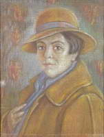 "Автопортрет в шляпе", 1985 г. (х., паст.)